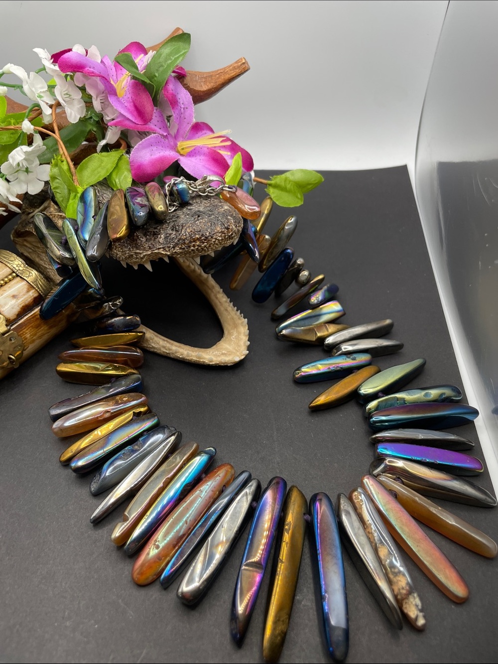 Lucas Lameth 925 multi gemstone necklace D42